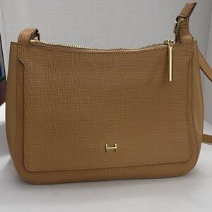H by Halston Tan Leather Shoulder Bag